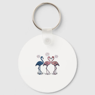 Chaveiro Trio de Flamingos Patrióticos Design de Gravura Vi