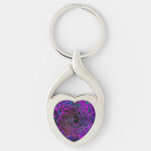 Chaveiro Trippy Black and Magenta Retro Liquid Swirl