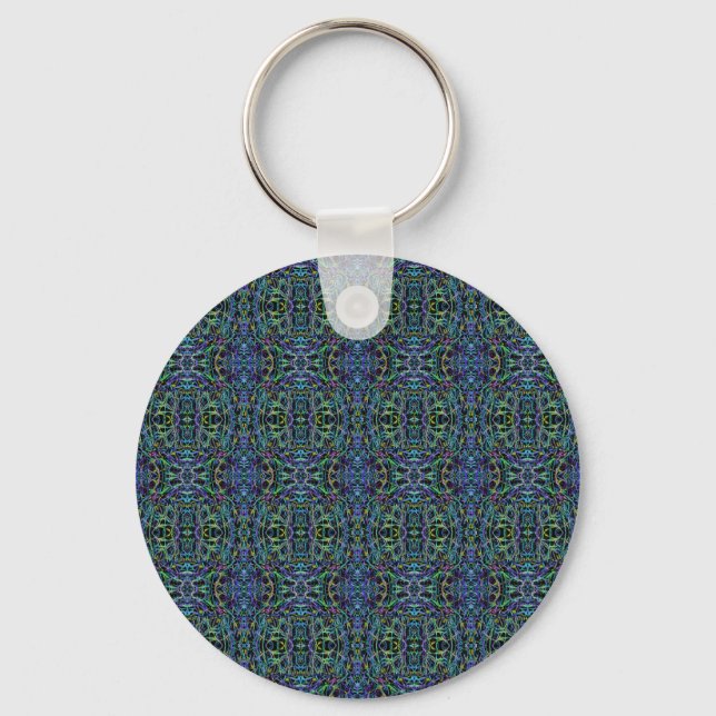 Chaveiro Trippy Blue Quilt Geométrico (Frente)