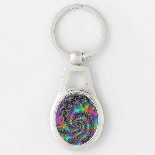 Chaveiro Trippy Hippie Psicodélico Arco-íris Espiral Fracta