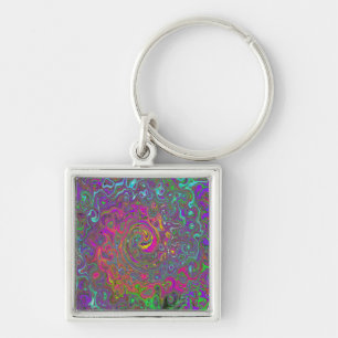 Chaveiro Trippy Hot Pink Abstrato Retro Liquid Swirl