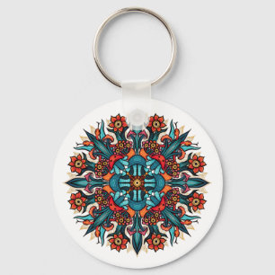 Chaveiro Trippy Psychedelic Groovy Mushroom Mandala Eyes