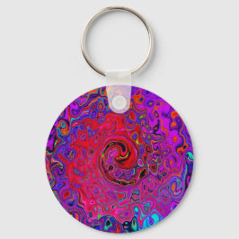 Chaveiro Trippy Red and Purple Abstrato Retro Liquid Swirl