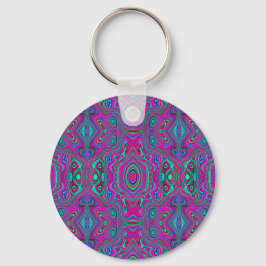Chaveiro Trippy Retro Magenta, Abstrato azul e verde