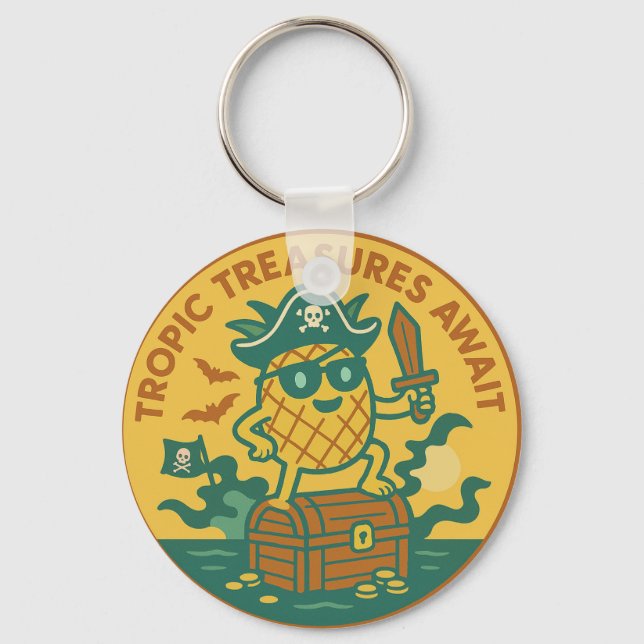 Chaveiro Tropic Treasures Await Pineapple (Frente)