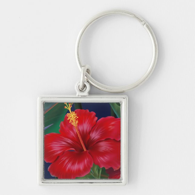 Chaveiro Tropical Paraíso Havaiano Hibiscus Keyring (Frente)