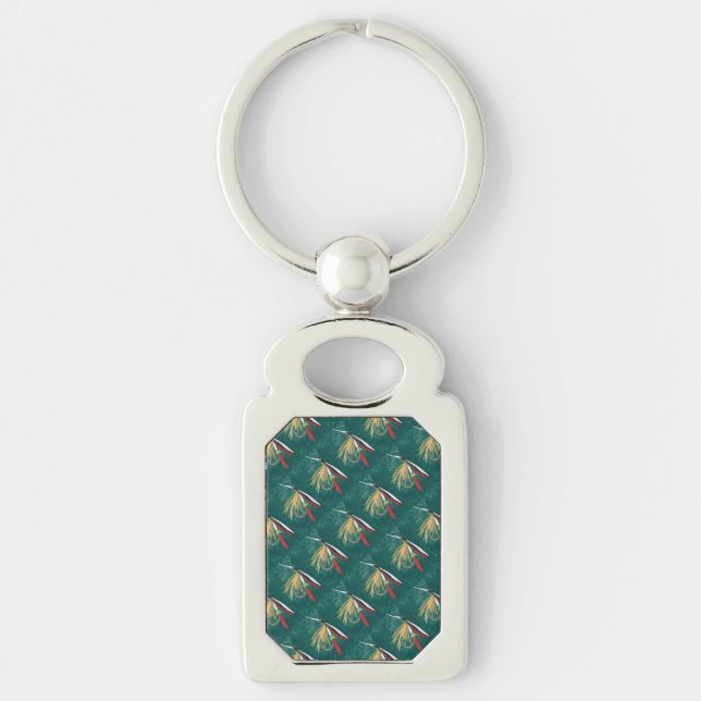 Chaveiro "Trout Fin" Trout Voo molhado com mosca em verde (Frente)