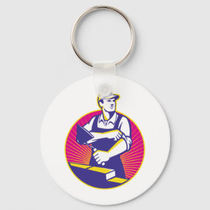 Chaveiro Trowel do trabalhador da construção da alvenaria