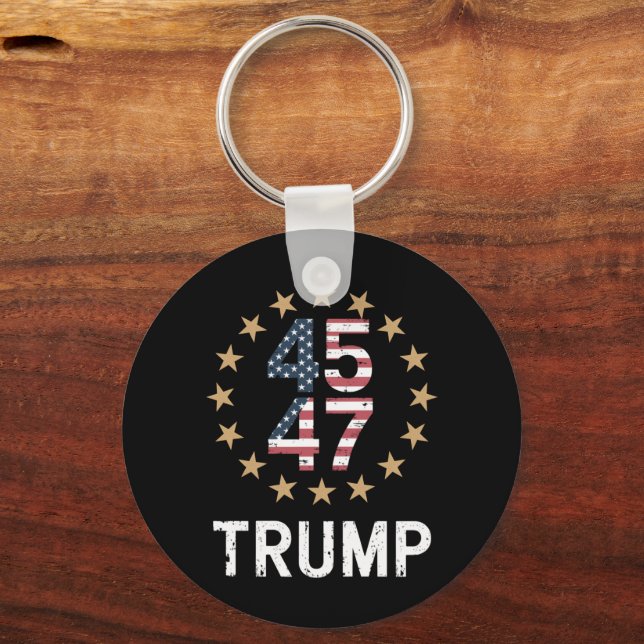 Chaveiro Trump 2024 Flag Take America Back Trump 45 47 (Frente)