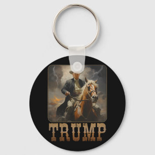 Chaveiro Trump 2024 Presidente Cowboy Cavalgando Cavalo Wes