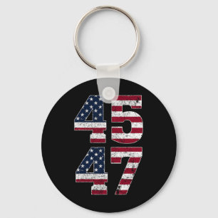 Chaveiro Trump 2024 Vintage 45 47 Stand With American Flag