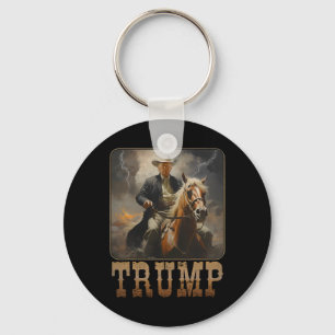 Chaveiro Trump 2025 Presidente Cowboy Cavalgando Cavalo Wes