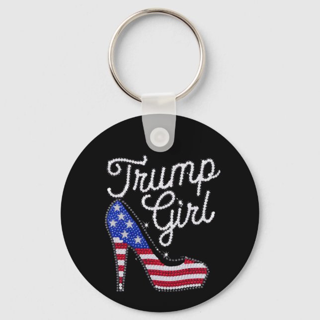 Chaveiro Trump Girl High Heel American Flag Bling Patriot (Frente)