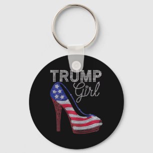 Chaveiro Trump Girl Stilettos High Heel American Flag Bling