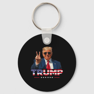 Chaveiro Trump Peace Sign Hand Usa Flag Trump 2024