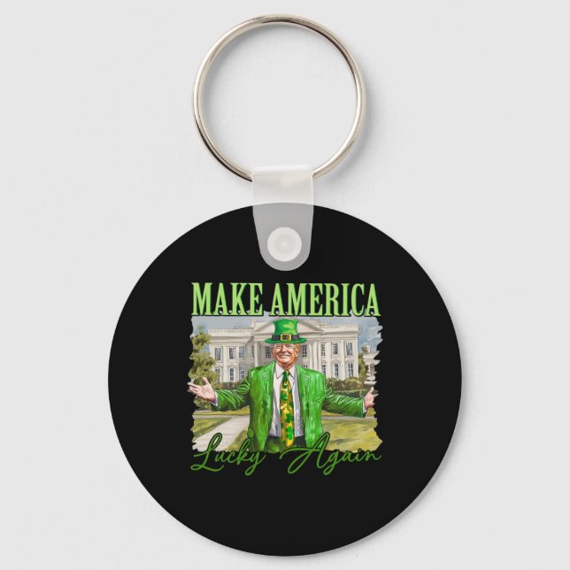 Chaveiro Trump Shamrock Faça a América Sortuda Novamente St (Frente)