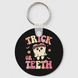 Chaveiro Truque Ou Dentes Fantasma Groovy Dental Halloween