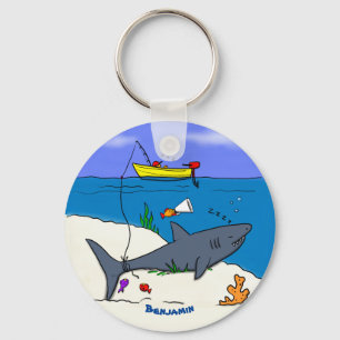 Chaveiro Tubarão dormindo engraçado e desenho de pesca