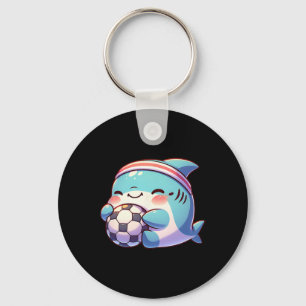 Chaveiro Tubarão Fofo Jogador de Futebol Kawaii Atleta de F