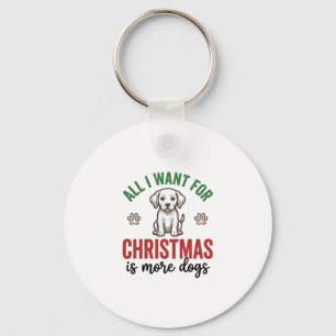Chaveiro Tudo o que Quero no Natal é Mais Cães Desenho Vint
