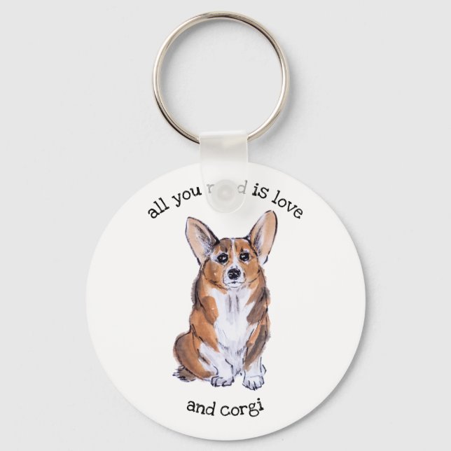 Chaveiro Tudo que você precisa é amor e corgi (Frente)