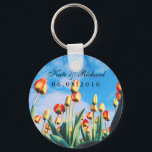 Chaveiro Tulipas Amarelas Vermelhas Casamento Floral Favore<br><div class="desc">Flores coloridas da época do primavera. Um bom chaveiro como obrigado que você dá para seus convidados. Personalizar o texto para ajustado de qualquer ocasião especial. Quer seja um casamento, chá de panela ou festa de noivado, esta chaveiro é um presente bonito e guarde seus convidados. Ou personalizá-lo para salvar...</div>