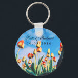 Chaveiro Tulipas Amarelas Vermelhas Casamento Floral Favore<br><div class="desc">Flores coloridas da época do primavera. Um bom chaveiro como obrigado que você dá para seus convidados. Personalizar o texto para ajustado de qualquer ocasião especial. Quer seja um casamento, chá de panela ou festa de noivado, esta chaveiro é um presente bonito e guarde seus convidados. Ou personalizá-lo para salvar...</div>