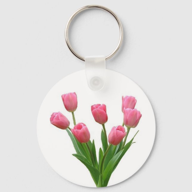 Chaveiro tulipas cor-de-rosa - personalizáveis (Frente)