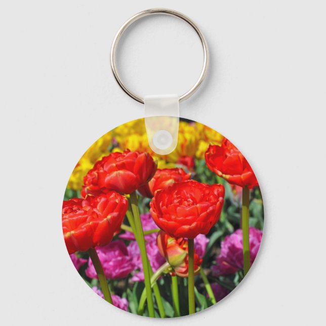 Chaveiro Tulipas duplas vermelhas (Frente)