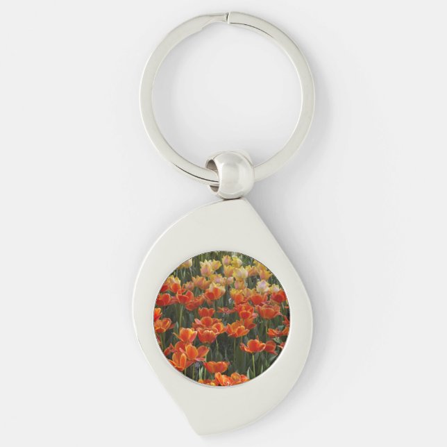 Chaveiro Tulipas Pulseira de Metal Redondo (Frente)