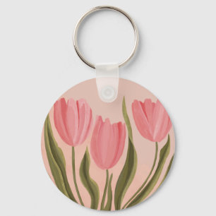 Chaveiro Tulipas Rosa Bonito Painteramente