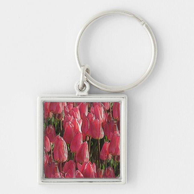 Chaveiro Tulipas Rosa Floral (Frente)