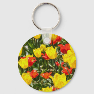 Chaveiro Tulipas Vermelhas e Amarelas