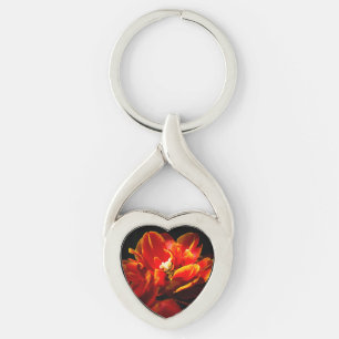 Chaveiro Tulipas vermelhas fundo escuro