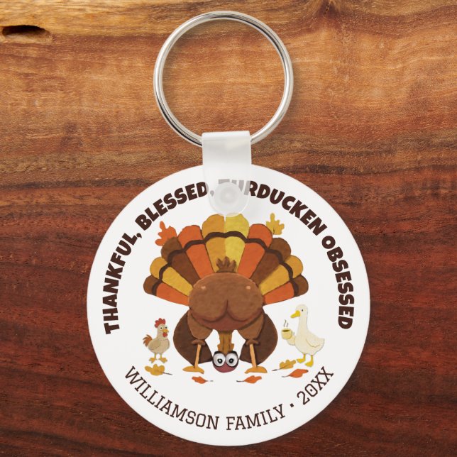 Chaveiro TURDUCKEN OBSESSED Funny Thanksgiving (Frente)