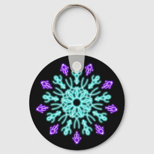 Chaveiro Turquesa e flor de néon roxa