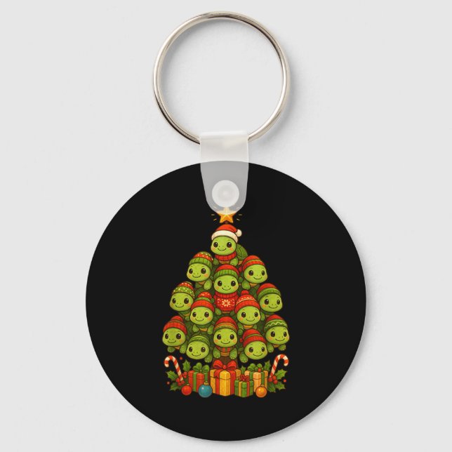 Chaveiro Turtle Christmas Tree Funny Turtle Xmas  (Frente)