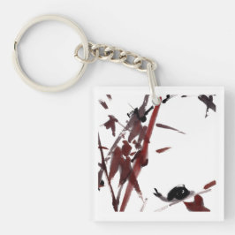 Chaveiro Tuschekunst mit Schnecke und Rotem Bambus