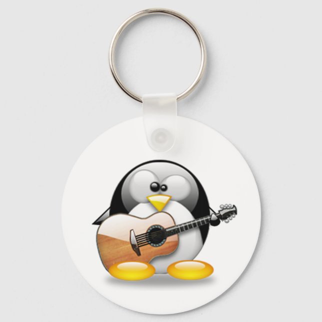 Chaveiro Tux de Violão Acústico (Linux Tux) (Frente)