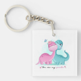 Chaveiro Twin Aqua e Dinossauro Rosa