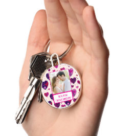 Chaveiro Txt De Coração Roxo Para Trás Imediatamente