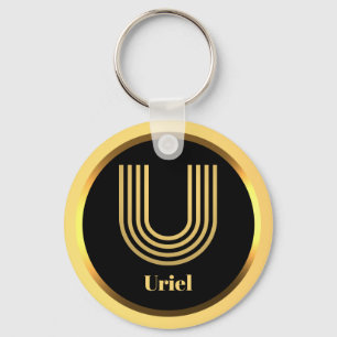 Chaveiro U Monograma Dourado Personalizado