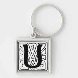 Chaveiro U Monogramm schwarz weiß Schlüsselanhänger