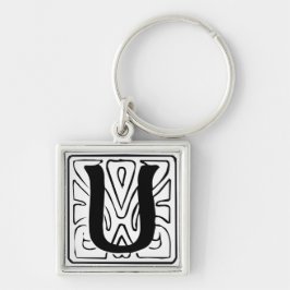 Chaveiro U Monogramm schwarz weiß Schlüsselanhänger