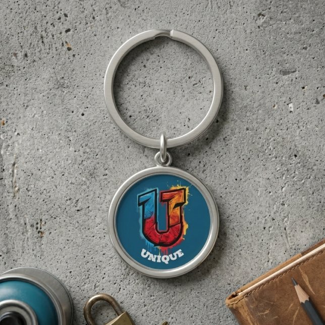 Chaveiro "U" Tem o Visual: Monograma de Grafite Personalizá (Criador carregado)