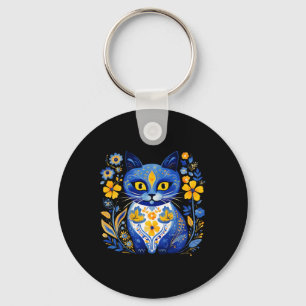 Chaveiro Ucrânia Cat Floral Vintage Bandeira Ucraniana Vysh