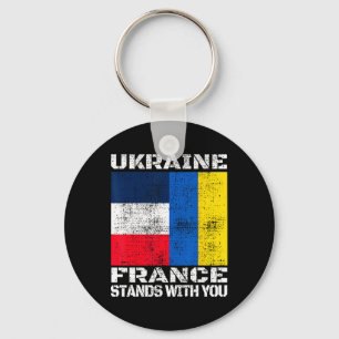 Chaveiro Ucrânia França Fica Ao Seu Lado Bandeira de Apoio 