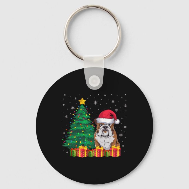 Chaveiro Ugl American Bulldog Santa Hat, Luzes de Natal D (Frente)