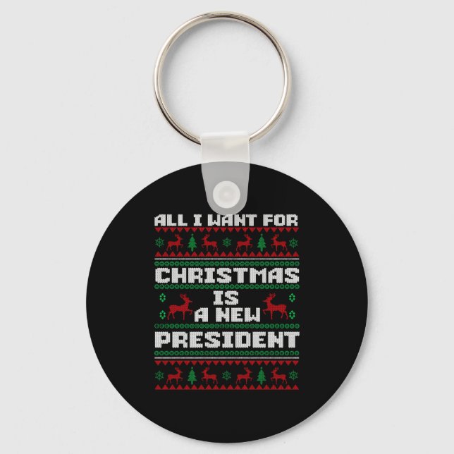 Chaveiro Ugly Sweater All I Want For Christmas Is A New Pre (Frente)