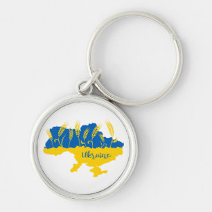 Chaveiro Ukraine typography and wheat ear on Ukrainian flag